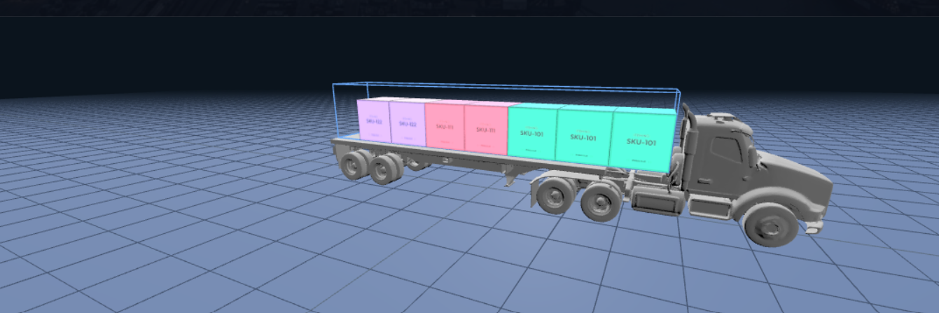 Simulación 3D de cubicación de carga en tráiler